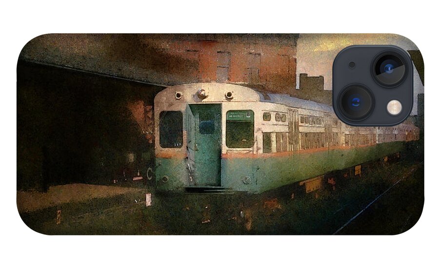 Cta iPhone 13 Case featuring the painting Chicago Rapid Transit at Damen Station 1970 by Glenn Galen