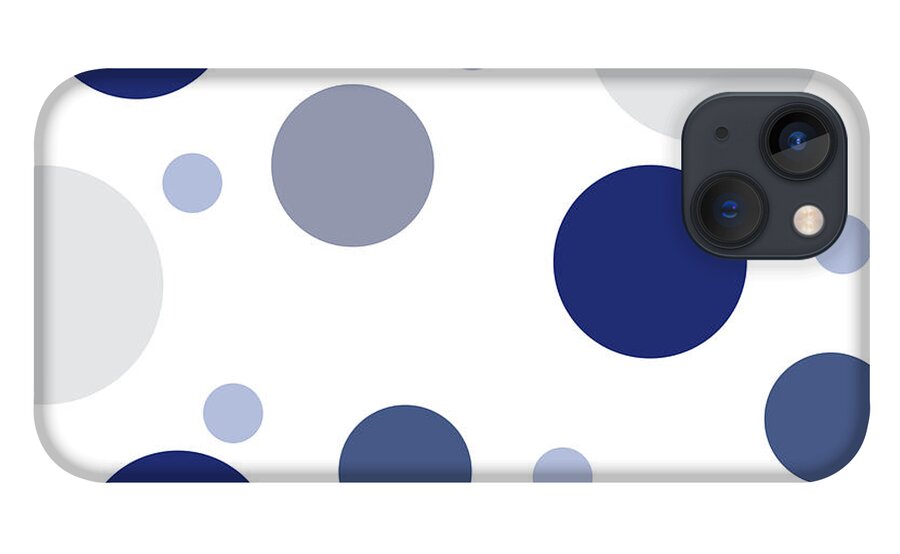 Christmas iPhone 13 Case featuring the digital art Christmas Blues Polka Dots by Amelia Pearn