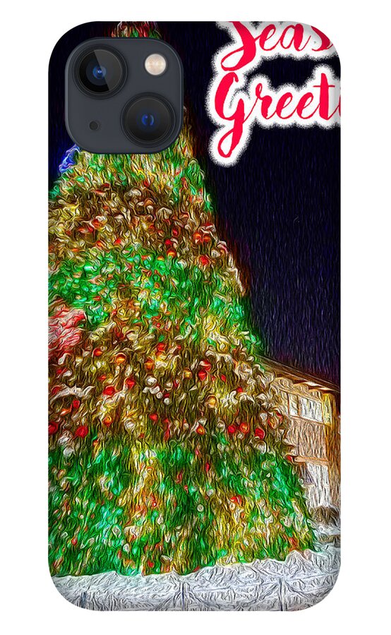 Christmas Card With Season's Greeting Large Colorful Tree iPhone 13 Case featuring the photograph Christmas Card with Season's Greeting - Large Colorful Tree by David Morehead