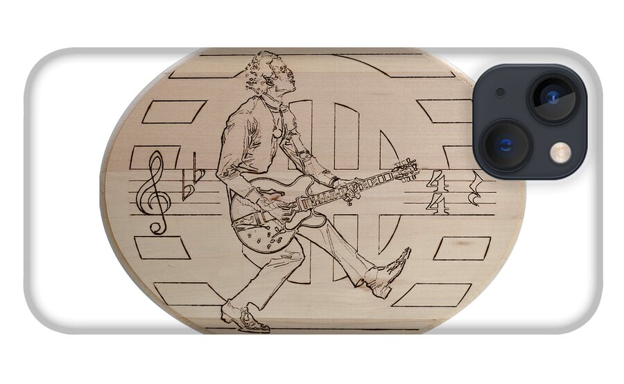 Pyrography iPhone 13 Case featuring the pyrography Chuck Berry - Viva Viva Rock 'N' Roll by Sean Connolly