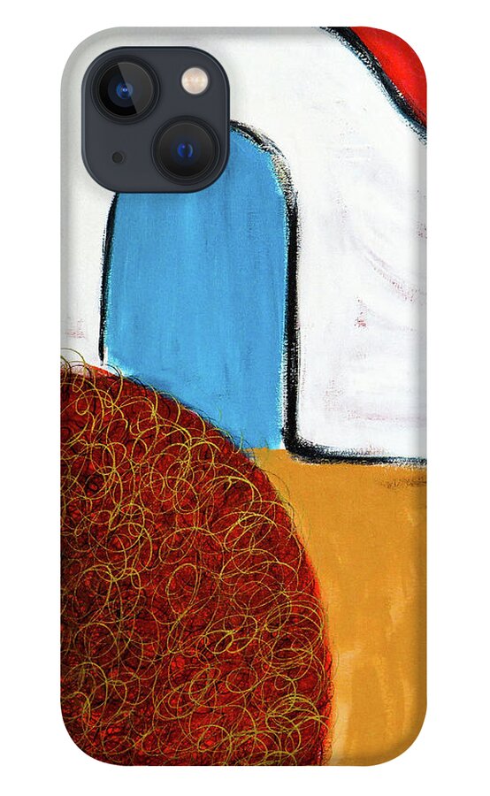 Adobe Wall iPhone 13 Case featuring the painting Church wall with tumbleweed by Ted Clifton