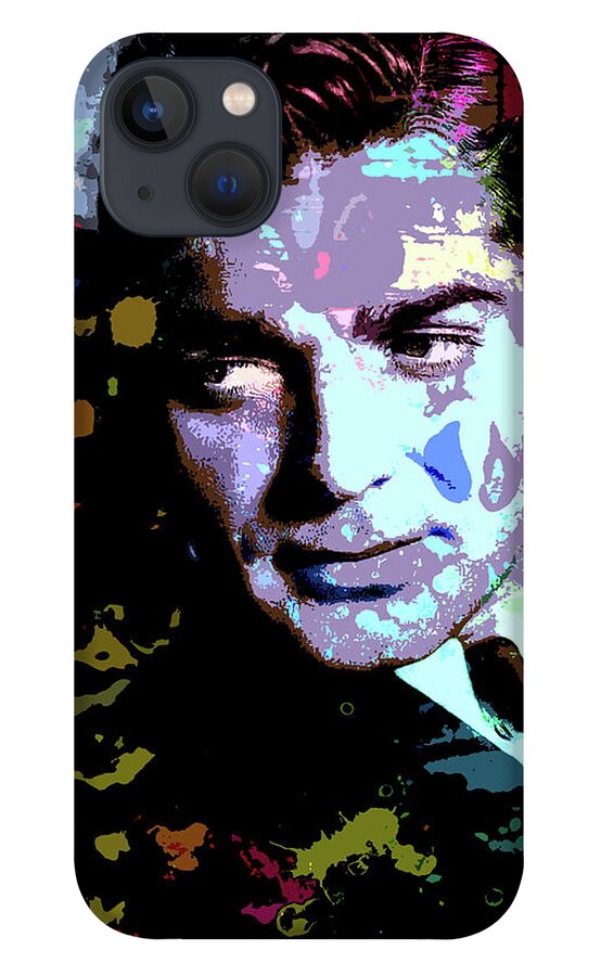 Clark Gable iPhone 13 Case featuring the digital art Clark Gable - 3 psychedelic portrait by Movie World Posters