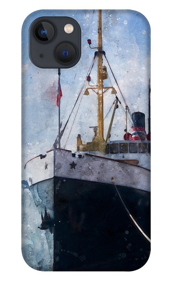 Steamer iPhone 13 Case featuring the digital art Coastal Steamer by Geir Rosset