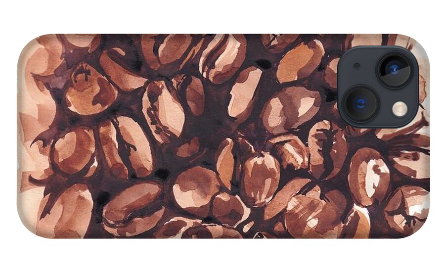 Coffee iPhone 13 Case featuring the painting Cofee Beans by George Cret