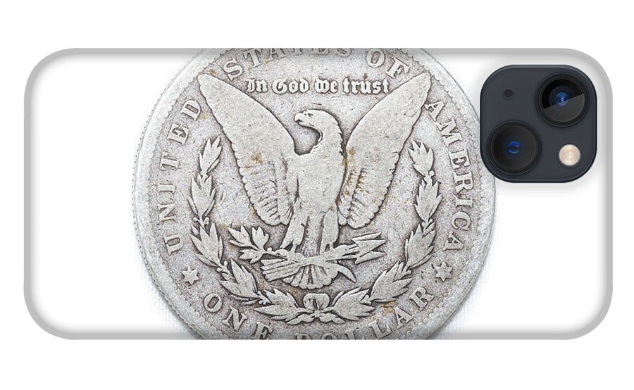 1884 iPhone 13 Case featuring the photograph Coin Collecting - 1884 Morgan Dollar Eagle Side by Amelia Pearn