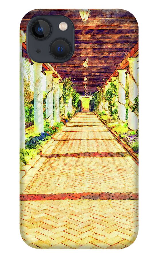 North Carolina iPhone 13 Case featuring the digital art Colonade of Flowers fx by Dan Carmichael