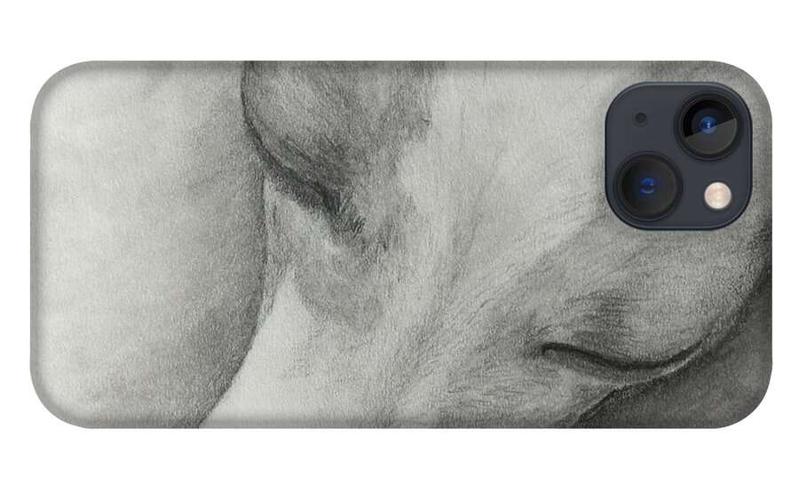 Italian Greyhound iPhone 13 Case featuring the drawing Comfy by Heather E Harman