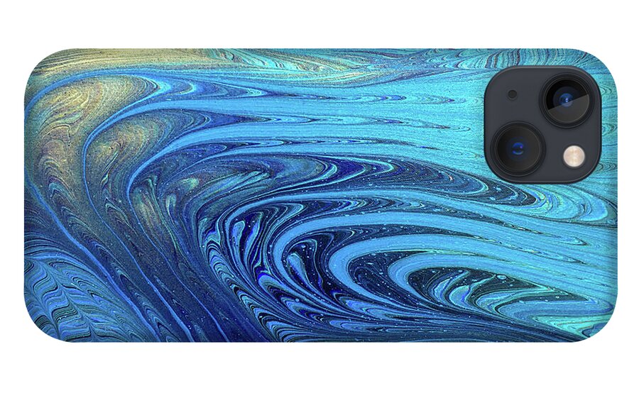 Abstract iPhone 13 Case featuring the painting Cosmic Flow by Lucy Arnold