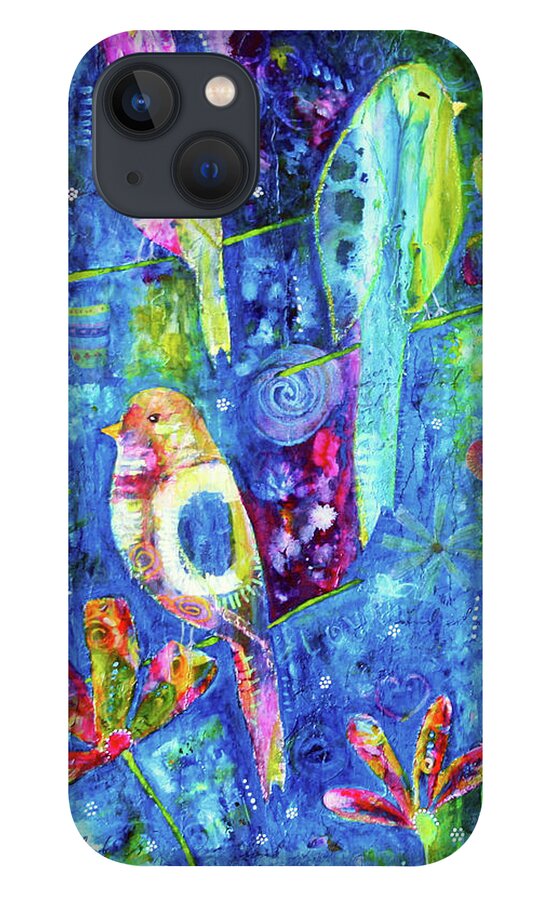 Whimsical iPhone 13 Case featuring the painting Cosmic Garden by Winona's Sunshyne