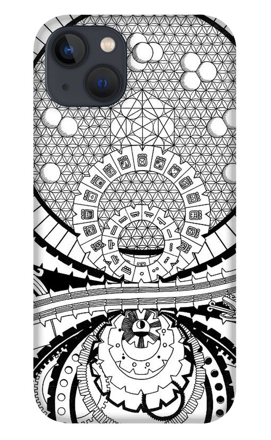 Time iPhone 13 Case featuring the drawing Cosmic Time by Trevor Grassi