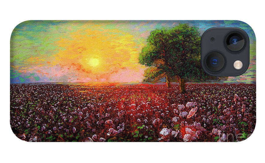 Floral iPhone 13 Case featuring the painting Cotton Field Sunset by Jane Small