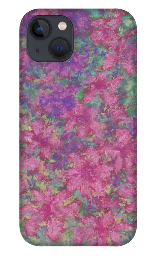 Azaleas iPhone 13 Case featuring the pastel Crazy Azaleas by Anne Katzeff
