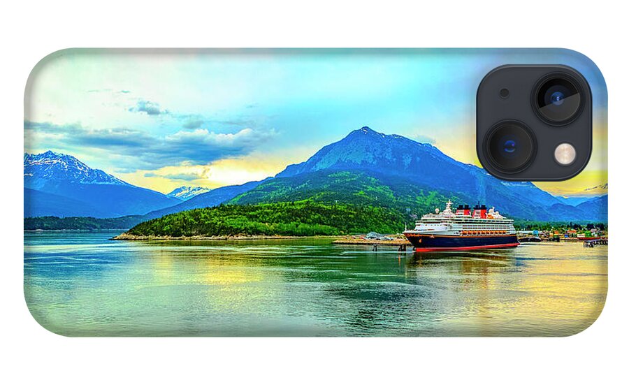 Cruise Ship iPhone 13 Case featuring the digital art Cruise Ship Ketchikan Alaska by SnapHappy Photos