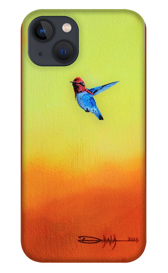 Birds iPhone 13 Case featuring the painting Cuban Bumblebee Hummingbird by Dana Newman