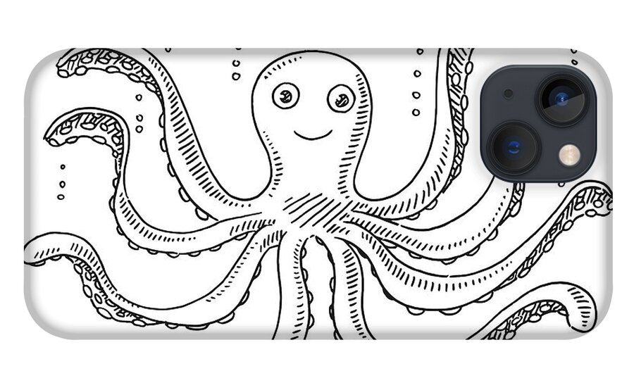 Cute Cartoon Octopus Drawing iPhone 13 Case by Frank Ramspott - Fine Art  America