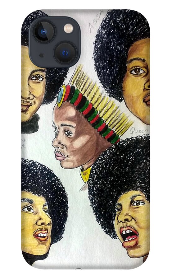 Black Art iPhone 13 Case featuring the drawing Da Pantherlettes by Joedee