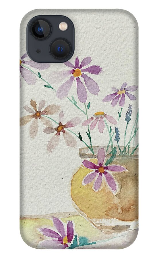 Daisies iPhone 13 Case featuring the painting Daisies and Lavender by Roxy Rich