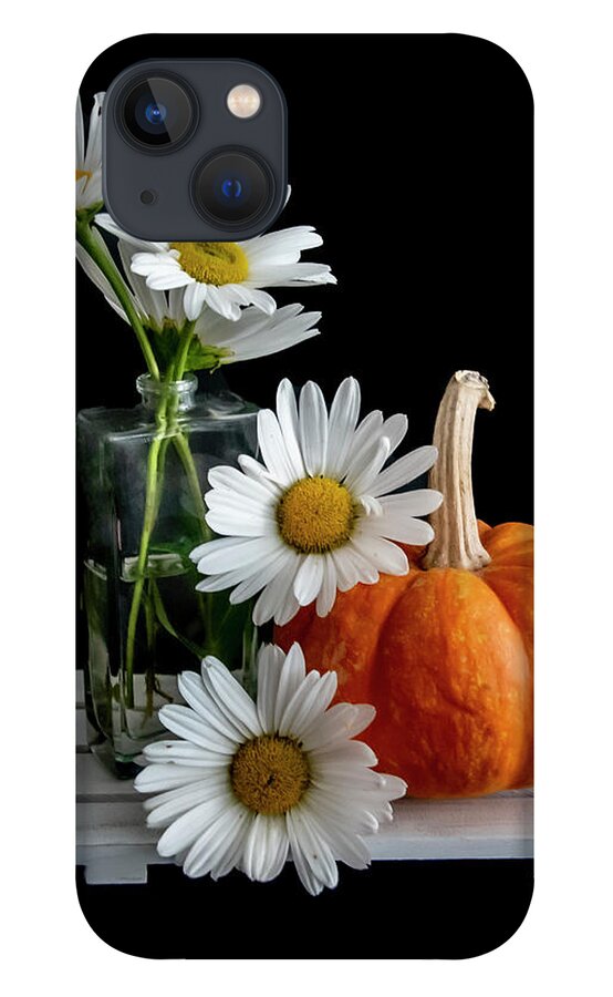 Flowers iPhone 13 Case featuring the photograph Daisies and Pumpkin by Cathy Kovarik