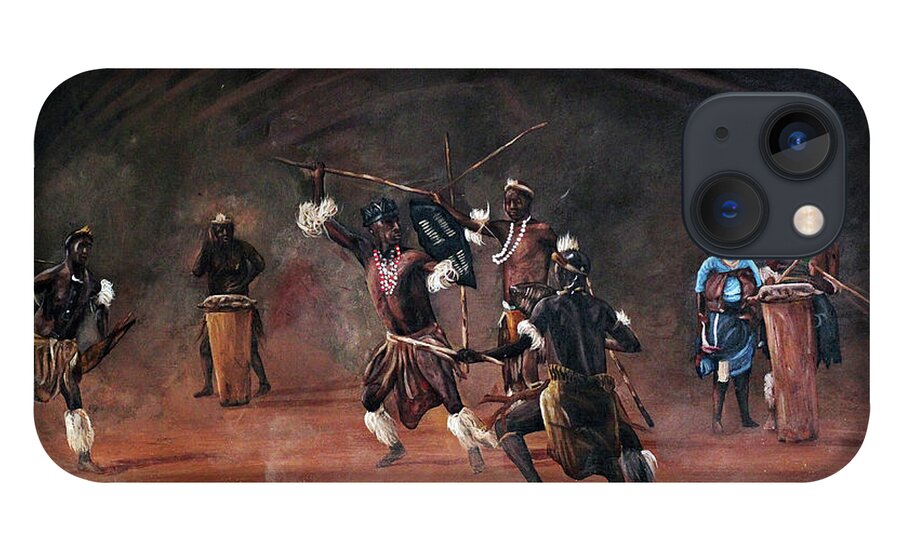African Art iPhone 13 Case featuring the painting Dance Of Spears by Ronnie Moyo