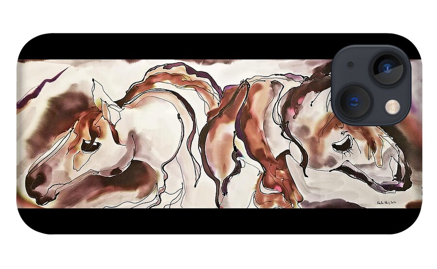 Horse iPhone 13 Case featuring the painting Dancing horses by Karla Kay Benjamin