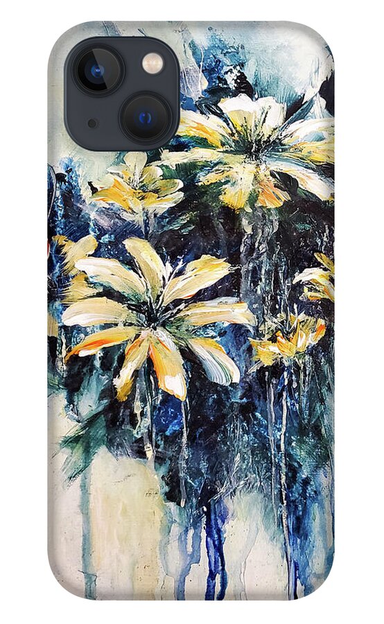 Abstract Floral iPhone 13 Case featuring the painting Dancing Posies by Zan Savage