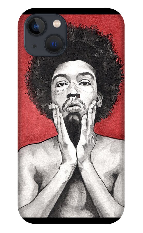 Portrait iPhone 13 Case featuring the painting Davis In Red-Cropped by Tiffany DiGiacomo
