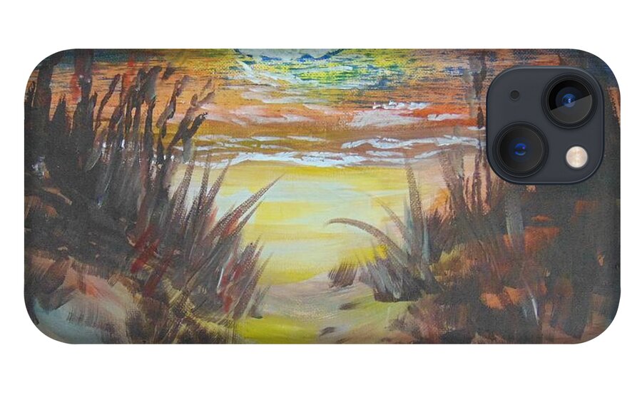 Beach iPhone 13 Case featuring the painting Dawn's Early Light by Saundra Johnson