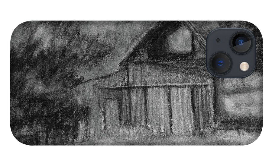 Charcoal iPhone 13 Case featuring the drawing Day 27 - 30 Day Challenge by David King Studio