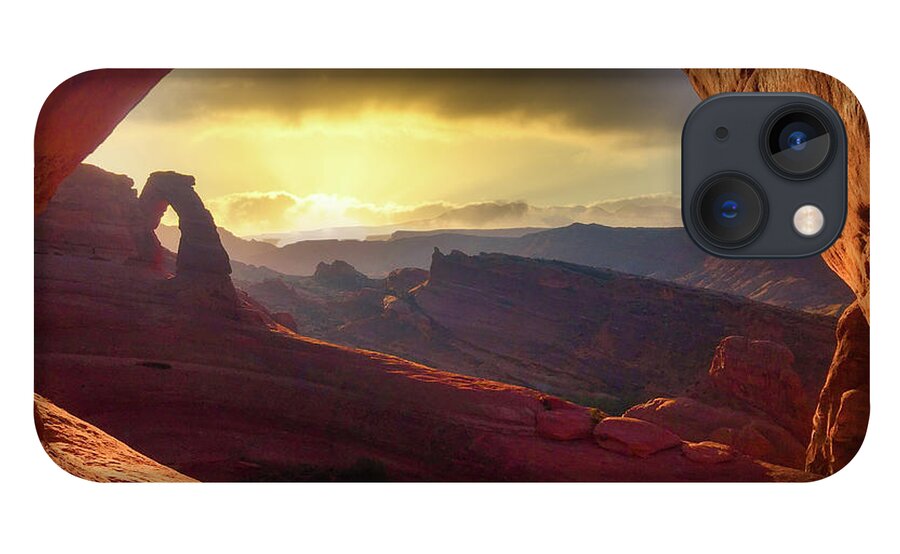 Utah iPhone 13 Case featuring the photograph Delicate Arch through a window by Bradley Morris