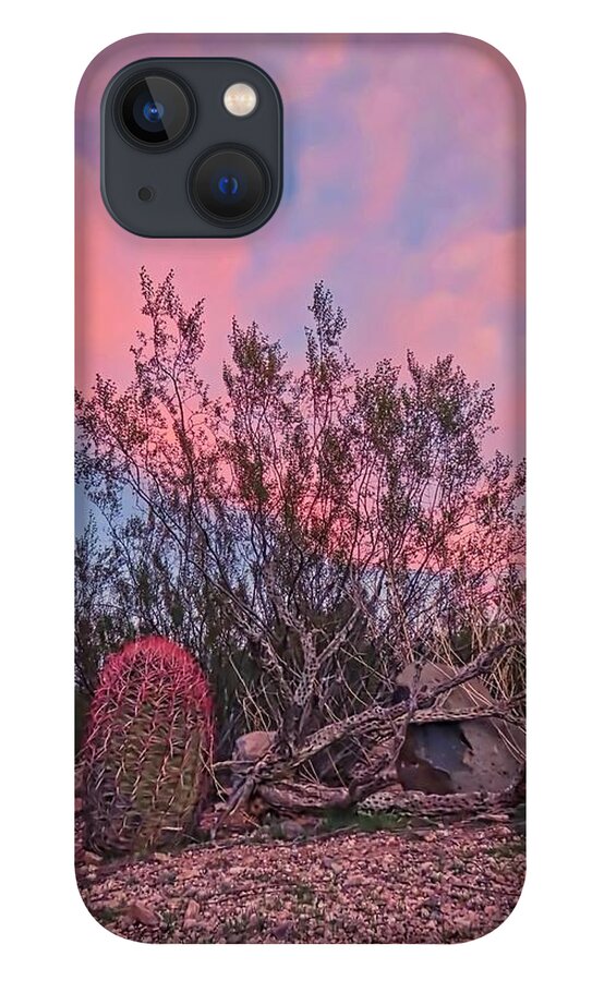 Pink Skies iPhone 13 Case featuring the photograph Desert Tranquility by Judy Kennedy