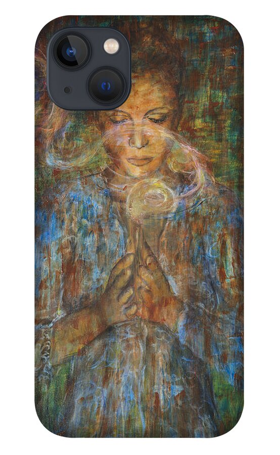 Asian Contemporary iPhone 13 Case featuring the painting Devotee by Nik Helbig