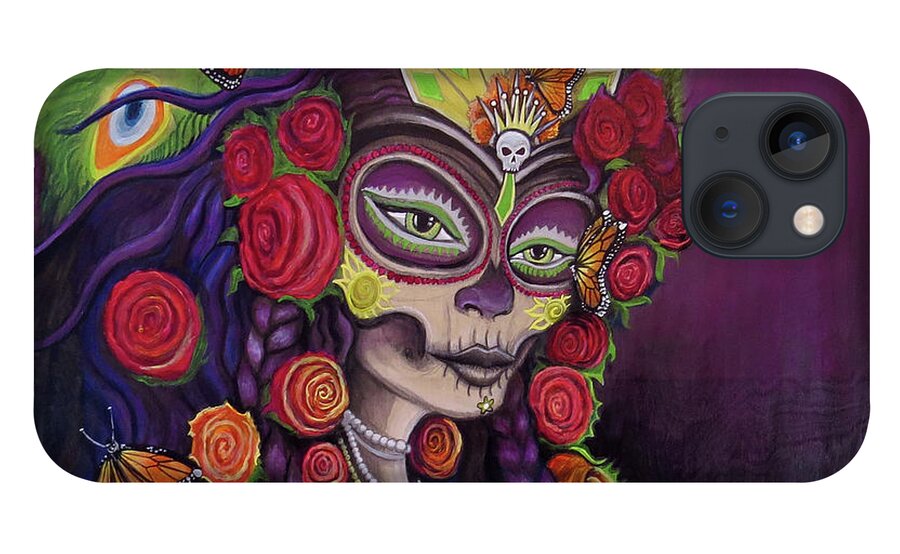 Dio iPhone 13 Case featuring the painting Dio de los Muertos - Catrina by David Sockrider