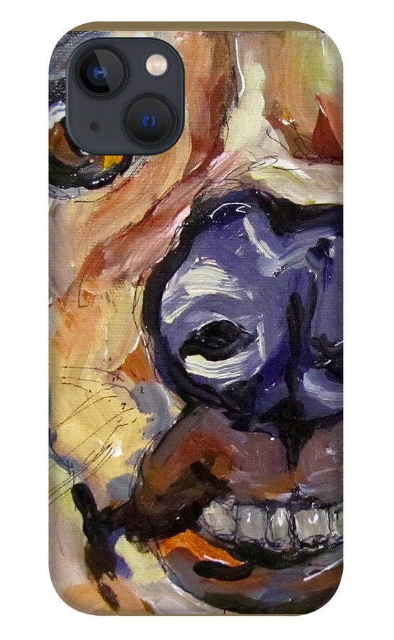 Dog iPhone 13 Case featuring the painting Dogsdon't smile do they? by Barbara O'Toole