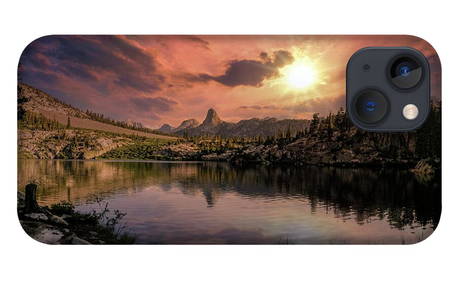 Landscape iPhone 13 Case featuring the digital art Dollar Lake Sunset by Romeo Victor