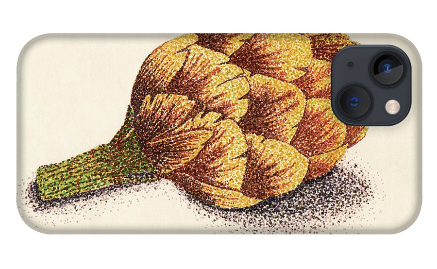 Pointillism iPhone 13 Case featuring the drawing Dotted Artichoke by Heather E Harman