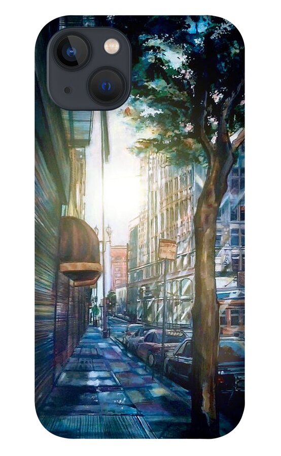  iPhone 13 Case featuring the painting Downtown by Try Cheatham