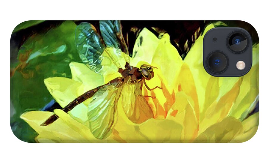 Dragonfly iPhone 13 Case featuring the painting Dragonfly on Waterlily  by Joel Smith