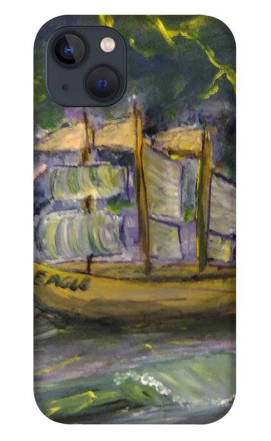 Sailboat iPhone 13 Case featuring the painting Dreamboat Tempest by Andrew Blitman
