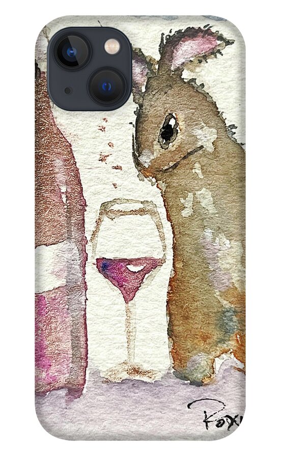 Bunny iPhone 13 Case featuring the painting Drunk Bunny by Roxy Rich