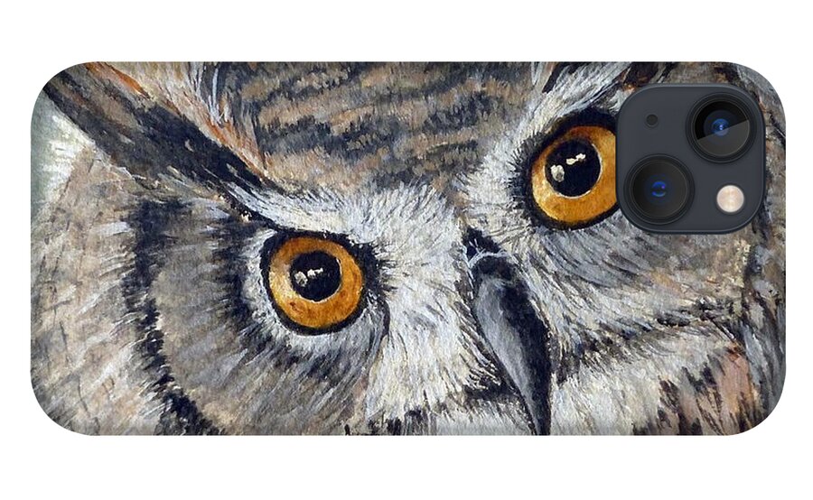 Eagle iPhone 13 Case featuring the painting Eagle Owl by Kelly Mills