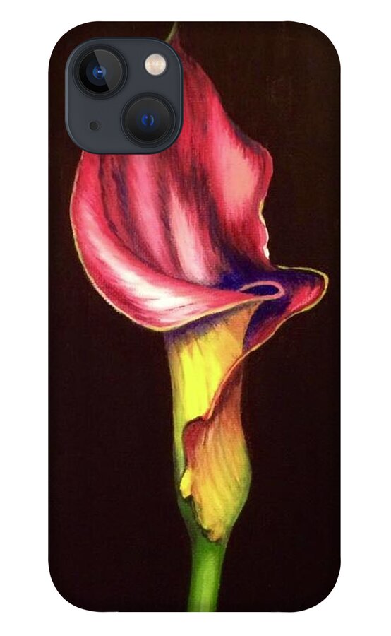 Painting iPhone 13 Case featuring the painting Elegant Calla Lily by Sherrell Rodgers