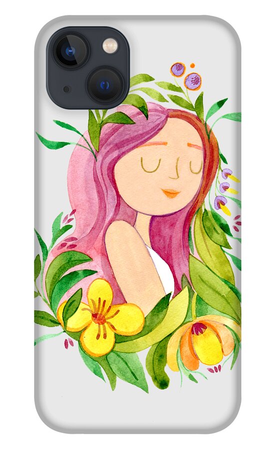 Girl iPhone 13 Case featuring the painting Ella by Zazzy Art Bar