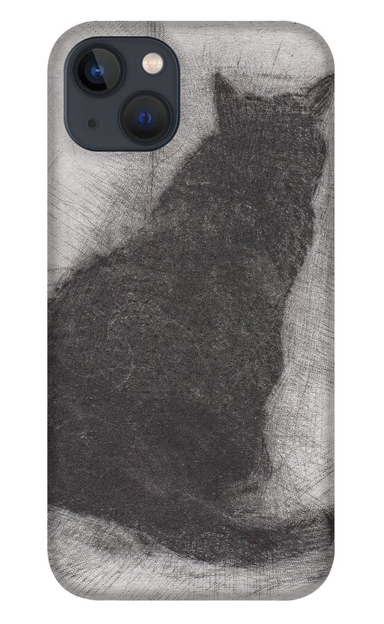 Cat iPhone 13 Case featuring the drawing Ellen Peabody Endicott - etching - cropped version by David Ladmore