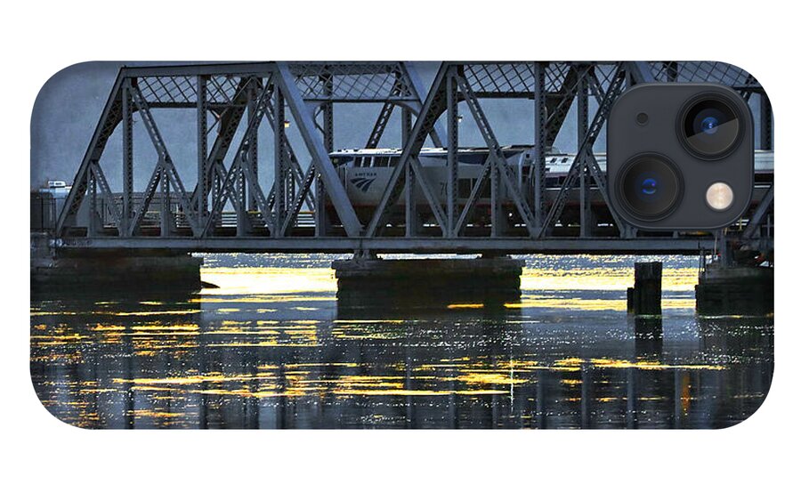 Sunset iPhone 13 Case featuring the photograph Amtrak Empire Service on Spuyten Duyvil Bridge at Sunset by Steve Ember