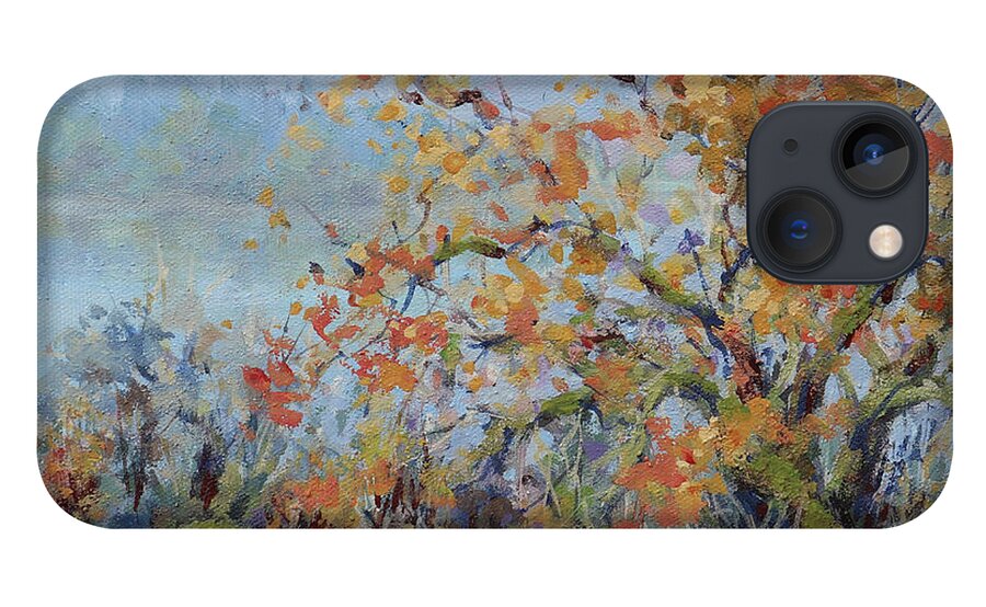 Landscape iPhone 13 Case featuring the painting End of Autumn by Karen Ilari