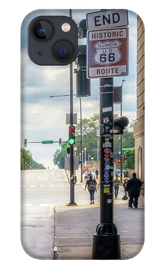 Route 66 iPhone 13 Case featuring the photograph End Route 66 Sign - Chicago, Illinois by Susan Rissi Tregoning