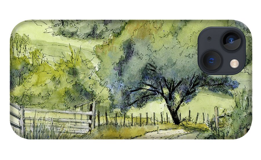 Road iPhone 13 Case featuring the painting English Countryside by David King Studio