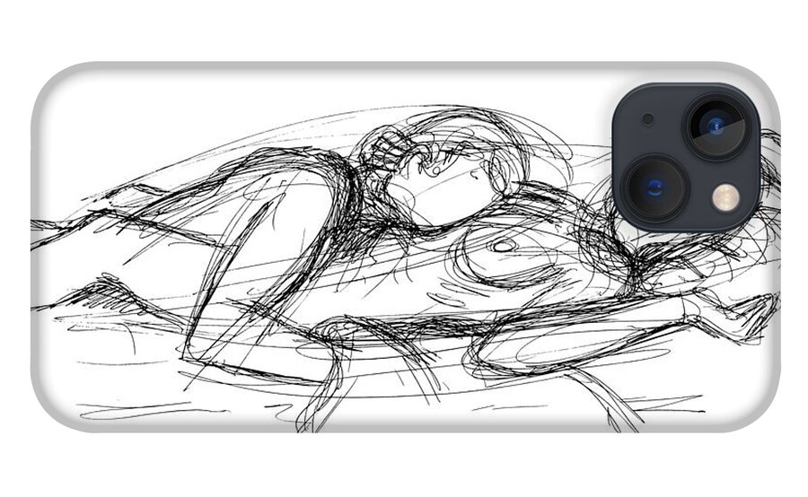 Couples iPhone 13 Case featuring the drawing Erotic Couple Sketches 7 by Gordon Punt