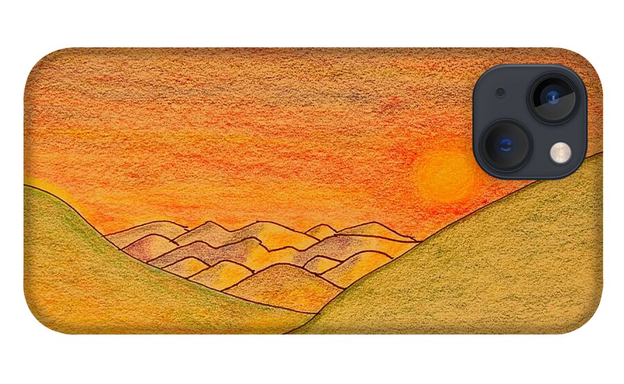 Mountains iPhone 13 Case featuring the drawing Evening Glow by Karen Nice-Webb