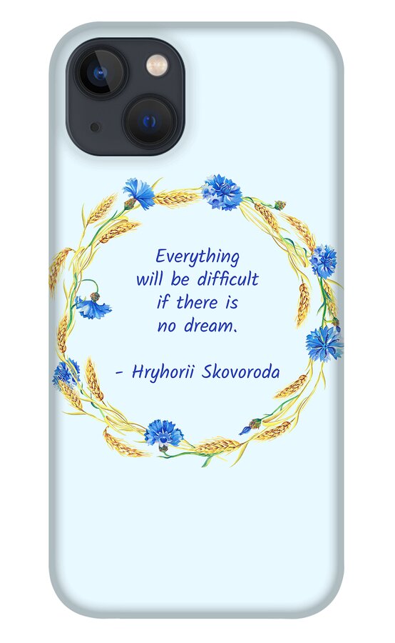 Skovoroda iPhone 13 Case featuring the digital art Everything will be difficult if there is no dream by Alex Mir